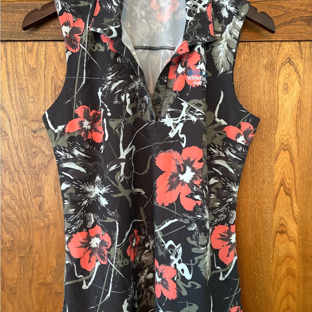 Puma Women's Black and Red Floral Blouse